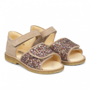 Angulus sandal med justerbar velcrolukning - sand/multi glitter 0544-101