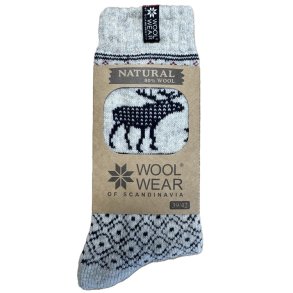 100 Uldsokker elgmotiv WOOLWEAR of Scandinavia 80% uld