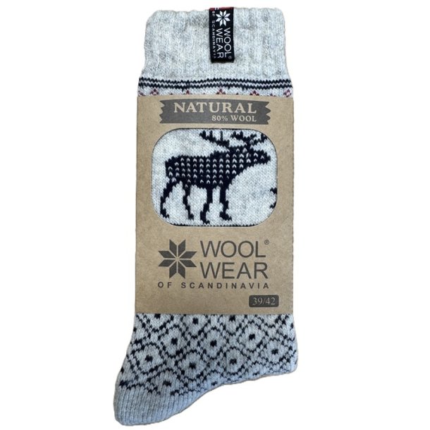 100 Uldsokker elgmotiv WOOLWEAR of Scandinavia 80% uld