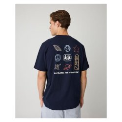 Knowledge Cotton Back print t-shirt - night sky 1010182