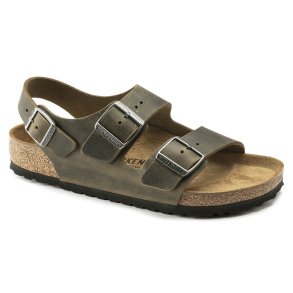 Birkenstock Milano Oiled Leather - faded khaki 1019336 normal fit