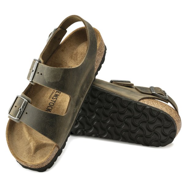 Birkenstock Milano Oiled Leather - faded khaki 1019336 normal fit
