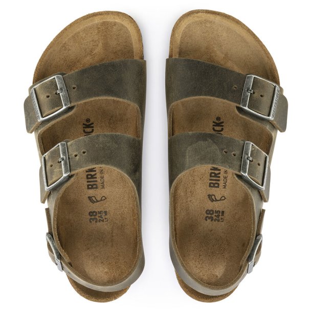 Birkenstock Milano Oiled Leather - faded khaki 1019336 normal fit