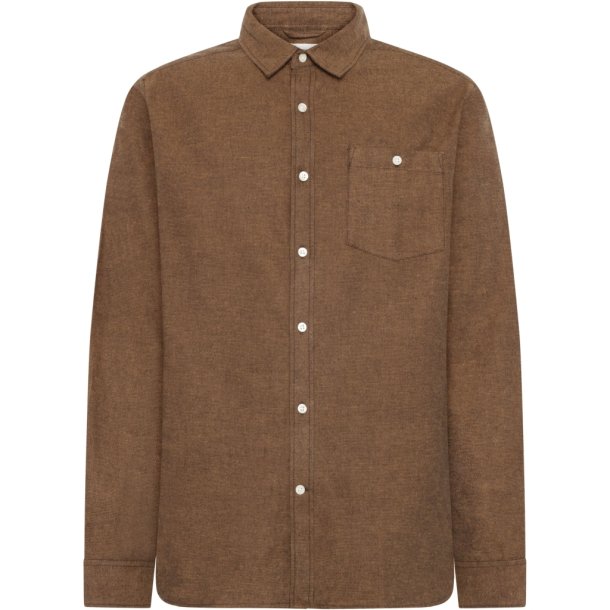 Knowledge Cotton fishbone flannel shirt 1090153 - chocolate torte 