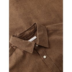 Knowledge Cotton fishbone flannel shirt 1090153 - chocolate torte 