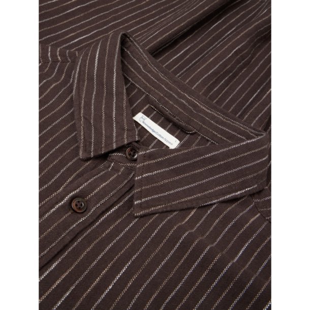 Knowledge Cotton Stribed Shirt 1090154 - brown stripe