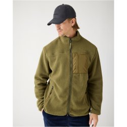 Knowledge Cotton loose fit zip fleece - burned olive