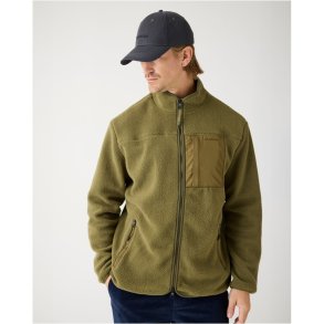 Knowledge Cotton loose fit zip fleece - burned olive
