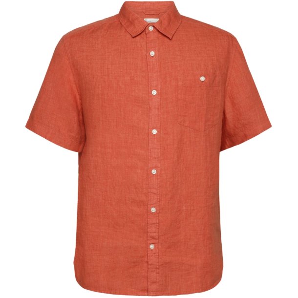 Knowledge Cotton linned kortrmet skjorte 1090064 - Langoustino (rdlig/orange) 