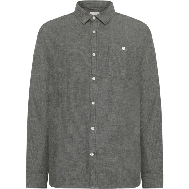 Knowledge Cotton fishbone flannel shirt 1090153 - forrest night 