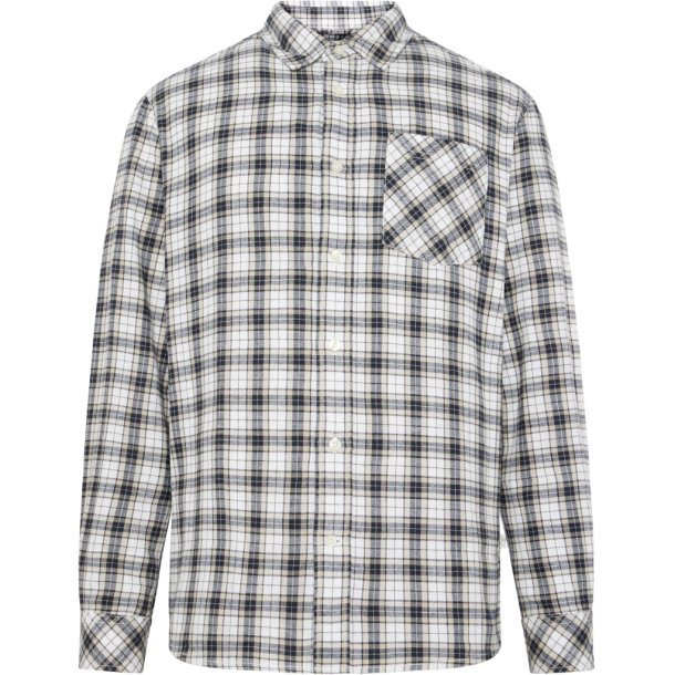 Knowledge Cotton Checked Flannel Shirt 1090150 - blue check 