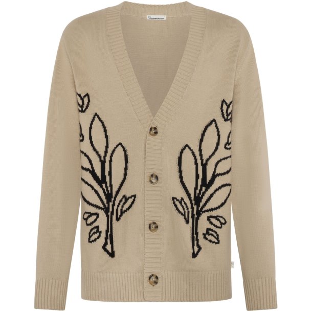 Knowledge Cotton Jacquard knitted cardigan - light feather grey 1080148