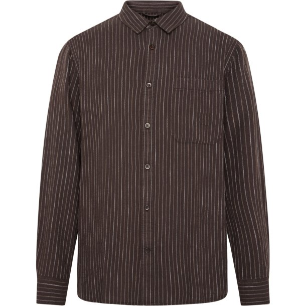 Knowledge Cotton Stribed Shirt 1090154 - brown stripe