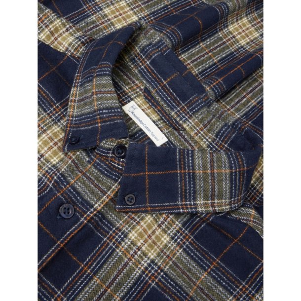 Knowledge Cotton Dune ternet flannelskjorte - bl� check 1090149