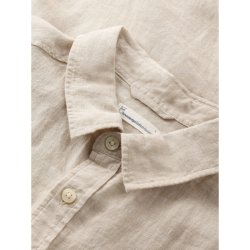 Knowledge Cotton linned kortrmet skjorte 1090064 - light feather gray