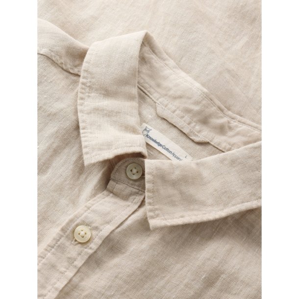 Knowledge Cotton linned kortrmet skjorte 1090064 - light feather gray