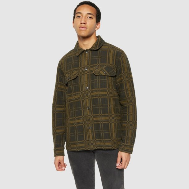 Knowledge Cotton Dobbeltbundet ternet overshirt - green check 1190058