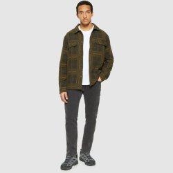 Knowledge Cotton Dobbeltbundet ternet overshirt - green check 1190058