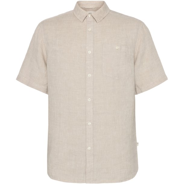 Knowledge Cotton linned kortrmet skjorte 1090064 - light feather gray