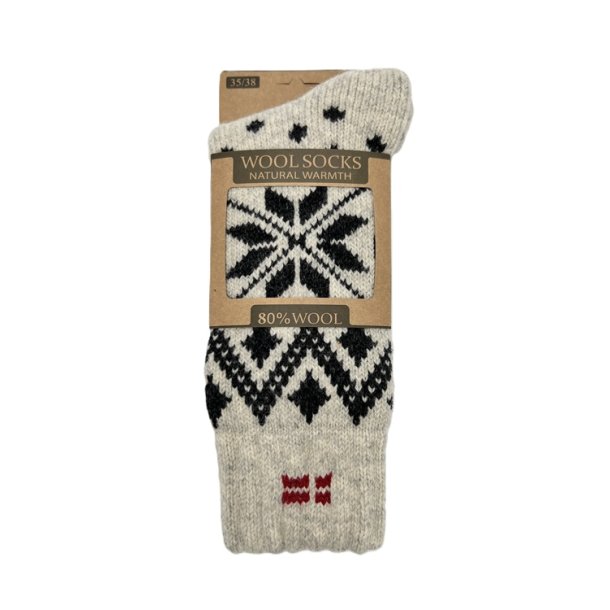 106 Uldsokker m/ dansk flag WOOLWEAR of Scandinavia 80% uld - lysegr