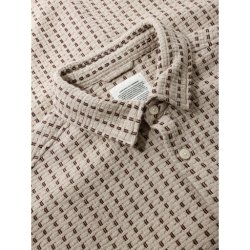 Knowledge Cotton Breeze comfort structure short sleeve shirt - beige stripe 1090232