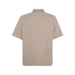 Knowledge Cotton Breeze comfort structure short sleeve shirt - beige stripe 1090232