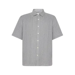 Knowledge Cotton Breeze comfort structure short sleeve shirt - grey stripe 1090232