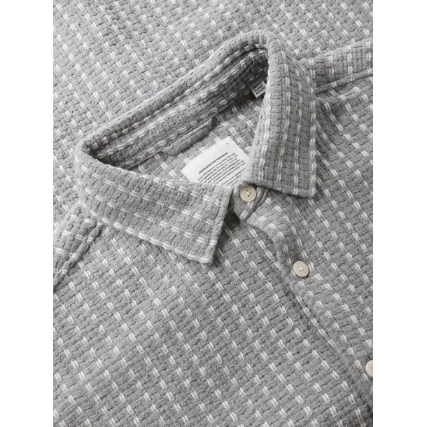 Knowledge Cotton Breeze comfort structure short sleeve shirt - grey stripe 1090232