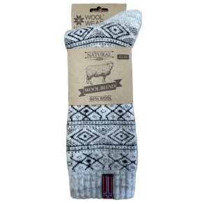 10 Uldsokker m/ norsk flag WOOLWEAR of Scandinavia 80% uld - gr/koks