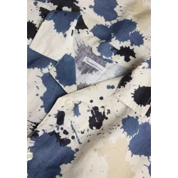 Knowledge Cotton Water is life - Short sleeve linen shirt 1090115 - blue