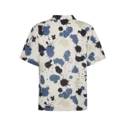 Knowledge Cotton Water is life - Short sleeve linen shirt 1090115 - blue