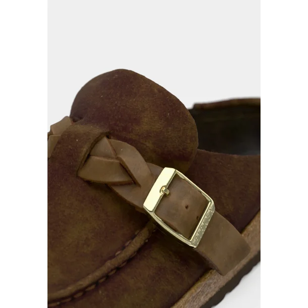Birkenstock Buckley braided suede - brun (smal model) 