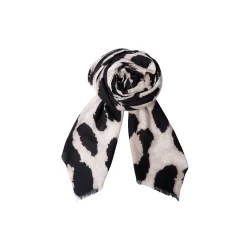 Black Colour BCFawn leo winter scarf - creme 