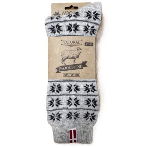 22B Uldsokker m/ dansk flag WOOLWEAR of Scandinavia 80% uld - gr/sort