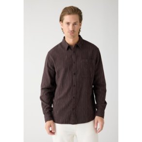Knowledge Cotton Stribed Shirt 1090154 - brown stripe