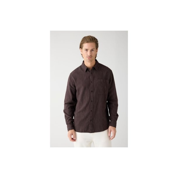 Knowledge Cotton Stribed Shirt 1090154 - brown stripe
