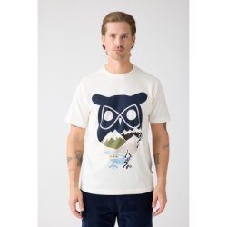 Knowledge Cotton Organic Front Print tee 1010145 - Egret 