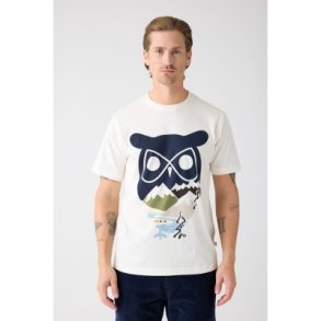 Knowledge Cotton Organic Front Print tee 1010145 - Egret 