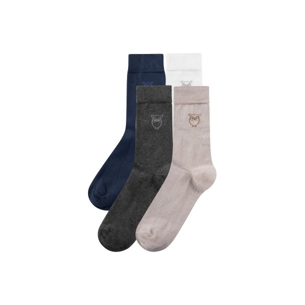 Knowledge Cotton 4-pack socks solid socks - light feather gray 