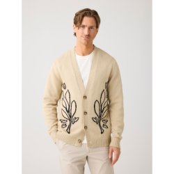 Knowledge Cotton Jacquard knitted cardigan - light feather grey 1080148