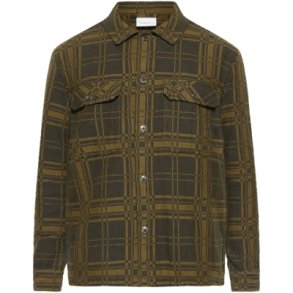 Knowledge Cotton Dobbeltbundet ternet overshirt - green check 1190058