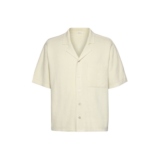 Knowledge Cotton Boxy kortrmet strukturstrikket skjorte 1080055 - rhvid 