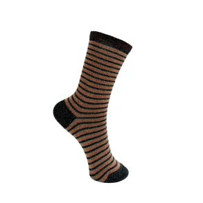 Black Colour BCVibrant striped sock - kaffe/brun