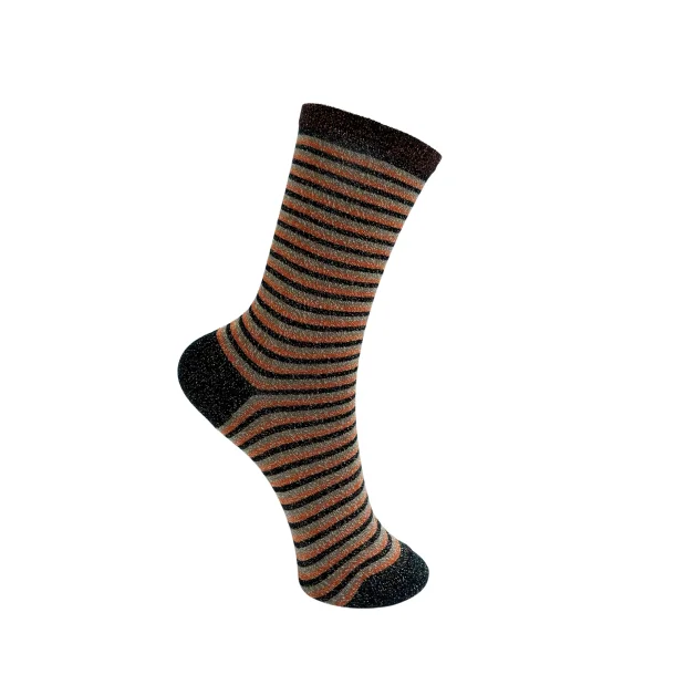 Black Colour BCVibrant striped sock - kaffe/brun