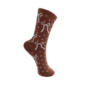 Black Colour BCnell bow sock - coffee