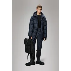 Rains Alta long puffer cargo Jacket - navy 15210