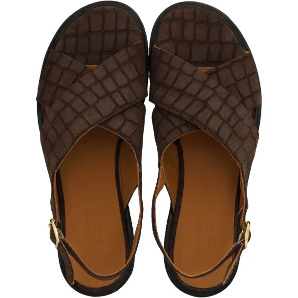 Angulus Klassisk krydssandal - brun flet 5637-106