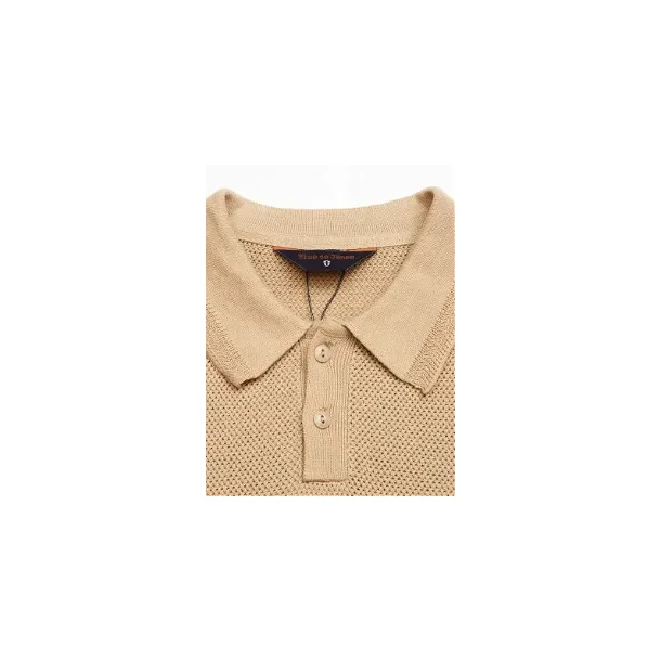 Blue de Gnes Filo Knit Polo -Khaki