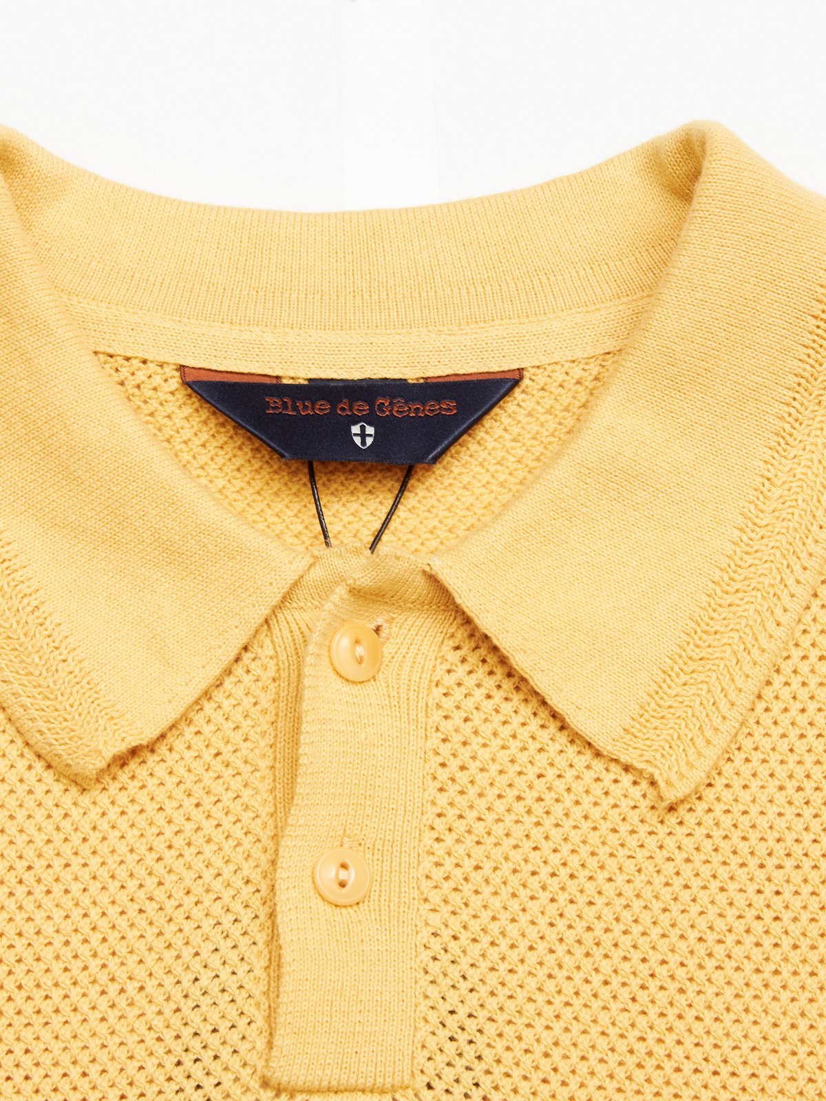 Blue de Gênes Filo knit polo - yellow grain - HERRE - Hr. Gaden