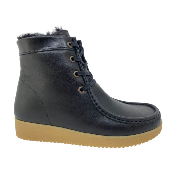Nature Asta veg. tanned leather w. fur - black 1005-146